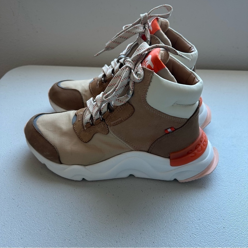 SOREL Kinetic RNEGED Conquest women’s Boot Lace-Up Waterproof Sneakers, Tan - Picture 3 of 12